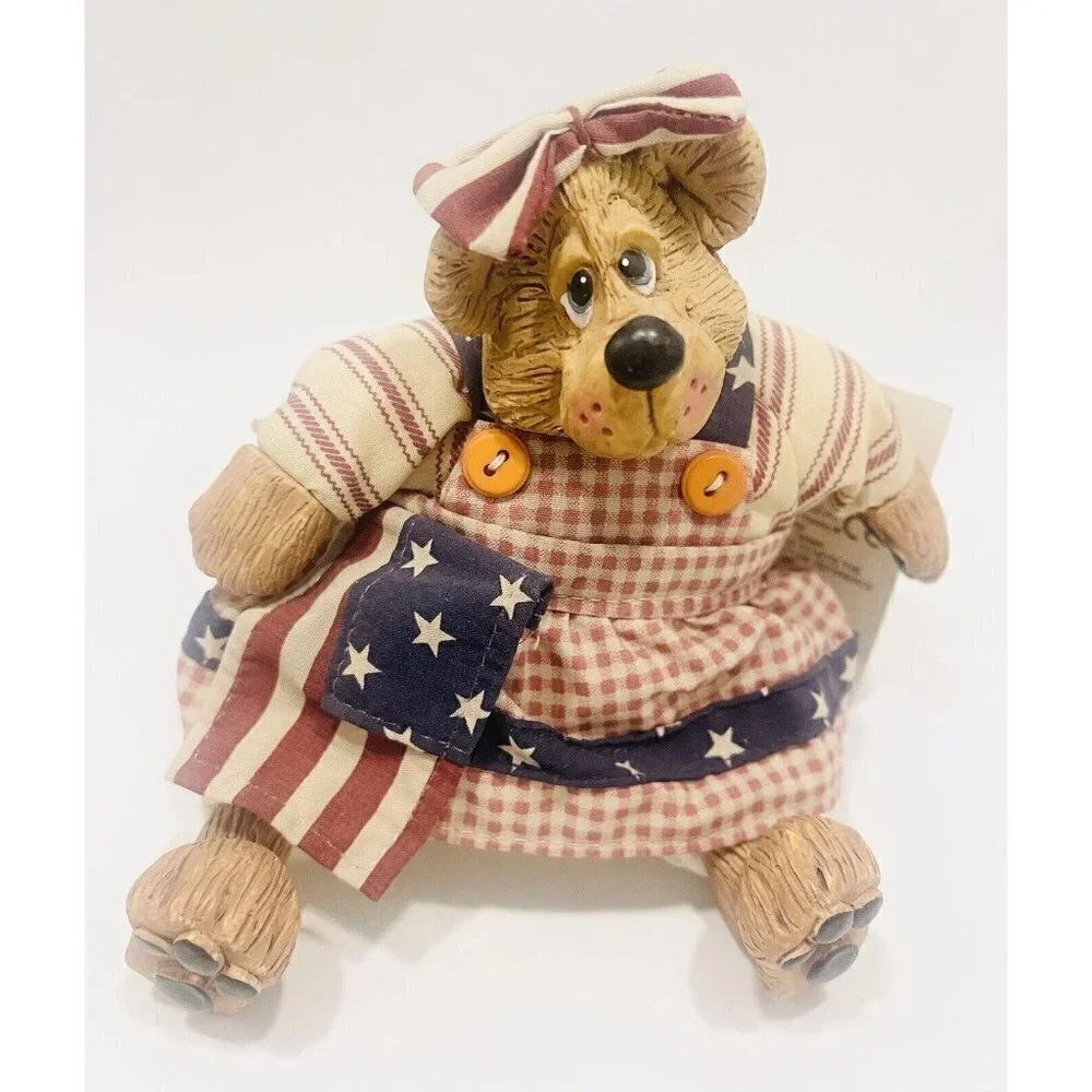 Russ Berrie BETSY ROSS Bear Figure Flag Bearsy Patriotic Figurine Country Folks